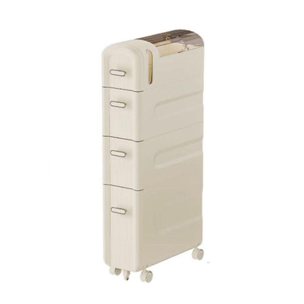 Narrow Storage Cabinet, Movable Small Bathroom Floor Storage Cabinet, with Slide Out Drawers and Small Lid on Top Storage, Toilet Paper Cabinet for Bathroom Slim Tall No Installation Required