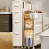 Narrow Storage Cabinet, Movable Small Bathroom Floor Storage Cabinet, with Slide Out Drawers and Small Lid on Top Storage, Toilet Paper Cabinet for Bathroom Slim Tall No Installation Required view 2