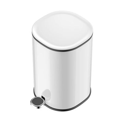 DIPSTICK Kitchen Trash Can Household Simple Waste Paper Basket Stainless Steel Trash Can Cylindrical Foot Pedal Trash Can Trash Can Lid 5L Capacity Bedroom Trash Can (Color : B)