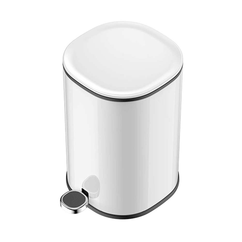 DIPSTICK Kitchen Trash Can Household Simple Waste Paper Basket Stainless Steel Trash Can Cylindrical Foot Pedal Trash Can Trash Can Lid 5L Capacity Bedroom Trash Can (Color : B)