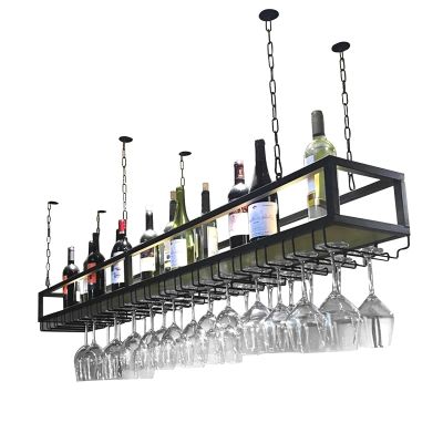 Wall Mounted Wine Display Rack, Bar Floating Shelves, Ceiling Wine Glass Racks, Iron Display Stand Wine Bottle Holder with Shelves, Hanging Storage Shelving for Kitchen Bar ( Size : 100x25x22cm )
