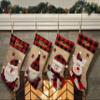 Printualist Personalized Christmas Stockings (18 inch) - Custom Embroidered Name Red Green Ivory Santa Deer Tree Pet Cat Dog- Rustic Farmhouse Fireplace for Family Decorations Holiday view 3