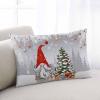 Christmas Throw Pillow Cover 12"x20" Decorative Pillow Covers for Bed Winter Throw Pillowcase Cushion Case for Couch Living Room Xmas Winter Silver Fir Leaf Red Hat Gnome Snowflakes Grey Pillow Covers view 2