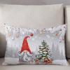 Christmas Throw Pillow Cover 12"x20" Decorative Pillow Covers for Bed Winter Throw Pillowcase Cushion Case for Couch Living Room Xmas Winter Silver Fir Leaf Red Hat Gnome Snowflakes Grey Pillow Covers view 3