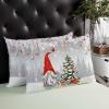 Christmas Throw Pillow Cover 12"x20" Decorative Pillow Covers for Bed Winter Throw Pillowcase Cushion Case for Couch Living Room Xmas Winter Silver Fir Leaf Red Hat Gnome Snowflakes Grey Pillow Covers view 4