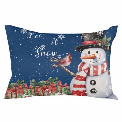 Christmas Throw Pillow Cover 12x20 Inch Farmhouse Decorative Pillow Covers for Bed Winter Throw Pillowcase Cushion Case for Couch Living Room Christmas Winter Snowman Dark Blue Pillow Covers