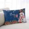 Christmas Throw Pillow Cover 12x20 Inch Farmhouse Decorative Pillow Covers for Bed Winter Throw Pillowcase Cushion Case for Couch Living Room Christmas Winter Snowman Dark Blue Pillow Covers view 2