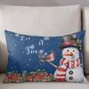 Christmas Throw Pillow Cover 12x20 Inch Farmhouse Decorative Pillow Covers for Bed Winter Throw Pillowcase Cushion Case for Couch Living Room Christmas Winter Snowman Dark Blue Pillow Covers view 3