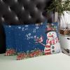 Christmas Throw Pillow Cover 12x20 Inch Farmhouse Decorative Pillow Covers for Bed Winter Throw Pillowcase Cushion Case for Couch Living Room Christmas Winter Snowman Dark Blue Pillow Covers view 4