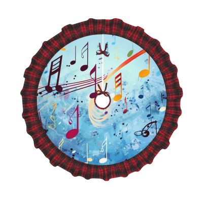 Note Christmas Tree Skirt Vintage Xmas Tree Skirt with Red Black Buffalo Plaid Edge Christmas Tree Mat Christmas Tree Ornaments for Holiday Party Christmas Decorations