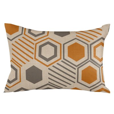 Christmas Throw Pillow Cover 12"x20" Farmhouse Decorative Pillow Covers for Bed Winter Throw Pillowcase Cushion Case for Couch Living Room Simple Retro Geometric Pentagon Pattern Orange Pillow Covers