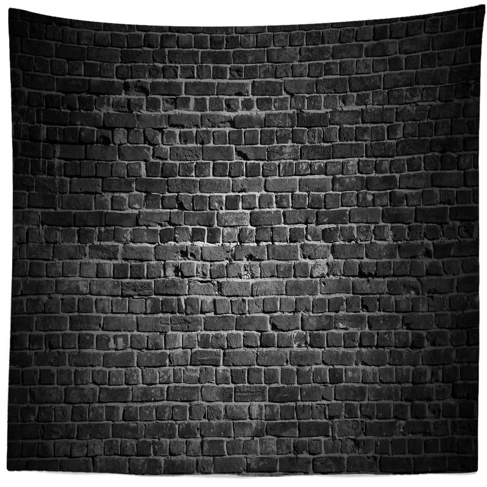 CORFOTO 59x39 Inch Fabric Black Retro Brick Wall Tapestry Old Brick Wall Picture Wall Hanging Brick Stone Wall Tapestry for Wall Decor Bedroom Aesthetic Living Room College Dorm Decor Wallpaper