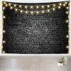 CORFOTO 59x39 Inch Fabric Black Retro Brick Wall Tapestry Old Brick Wall Picture Wall Hanging Brick Stone Wall Tapestry for Wall Decor Bedroom Aesthetic Living Room College Dorm Decor Wallpaper view 2