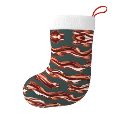 FRGMNT Bacon Pattern Print Christmas Stockings,Personalized Xmas Stockings, for Fireplace Hanging and Holiday Dcor