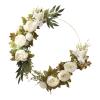 MOTUZP Floral Hoop Wreath,Artificial Peony Flower Wreath Spring Summer Farmhouse Wreath for Front Door Wall Window Party Festival Wedding Decor Flower Door Wreath with Green Leaves,Metal R view 1