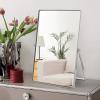 Numjeg Makeup Vanity Mirror Portable Desktop Mirror with Metal Stand Adjustable 90 Rotation Desk Mirrors for Dressing Room,Bedroom, Bathroom,Tabletop,Square Silver view 1