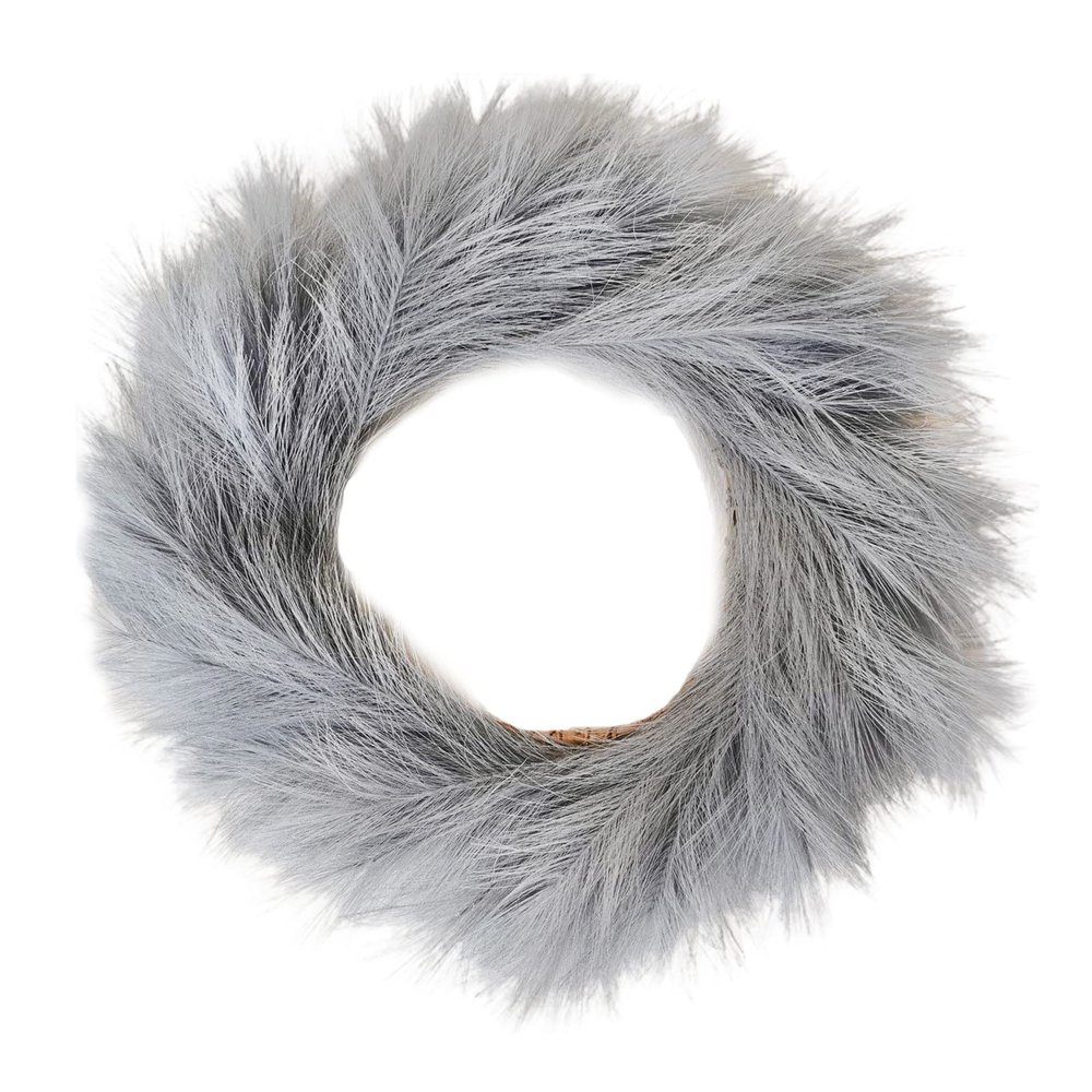 MOTUZP 23.63inch Faux Pampas Grass Wreath, BohoDecor, Bohemian Style Door Hanging Wall Decorations(Grey) Wall Decor, Artificial Pampas Wreath for Front D