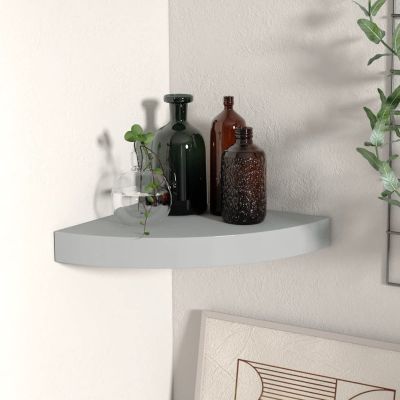 BaraSh Corner Shelf Gray 9.8"x9.8"x1.5" MDF Living Room Corner Decor Corner Wall Shelf Bedroom Shelves for Wall