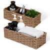 DULLEMELO Small Wicker Toilet Tank Basket Set of 2 Waterproof Bathroom Baskets for Organizing, Brown view 1