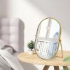 Numjeg Vanity Desk Table Mirror Oval Makeup Mirror 90Adjustable Rotation Golden Metal Framed Standing Mirrors Room Decor for Living Room,Bedroom,Tabletop,Bathroom view 2