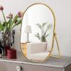 Numjeg Vanity Desk Table Mirror Oval Makeup Mirror 90Adjustable Rotation Golden Metal Framed Standing Mirrors Room Decor for Living Room,Bedroom,Tabletop,Bathroom view 3