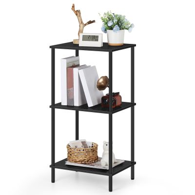3 Tier Tall End Table 31.6" Height Telephone Table Tall Side Table with Storage Small Sofa Entryway Table Night Stand with Metal Frame for Living Room Bedroom Bathroom Kitchen, Black