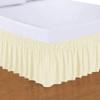 Twin XL Ivory Wrap Around Bed Skirts with 15" Drop - Three Sides Fabric Adjustable Elastic Dust Ruffle Silky -600 TC Cotton with 15" Drop-Twin XL(39"X 80") Ivory Bed Skirt view 2