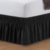 Wrap Around Bed Skirts with 15" Drop - Three Sides Fabric Adjustable Elastic Dust Ruffle Silky Soft -600 Thread Count 100% Pure Cotton Bed Skirt with 15" Drop-Olympic Queen(66"X 80") Black view 3