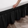 Wrap Around Bed Skirts with 15" Drop - Three Sides Fabric Adjustable Elastic Dust Ruffle Silky Soft -600 Thread Count 100% Pure Cotton Bed Skirt with 15" Drop-Olympic Queen(66"X 80") Black view 4
