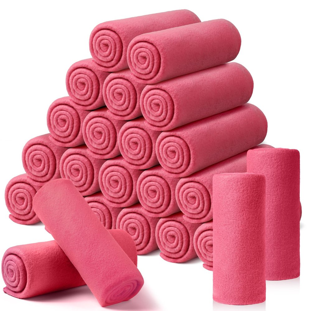 24 Packs Fleece Throw Blanket Soft Warm Lightweight Fleece Blanket Cozy Throw Bulk for Bed Couch Sofa Home Office Wedding Gifts Suitable for Seasons, 50 x 60 Inches(Peach Pink)
