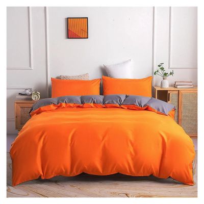 ADovz Solid Colour AB Face Orange Grey, 3 Piece Soft Breathable Duvet Cover, Duvet Cover Pillowcase, American Single Bed King Size, Single Bed Double Bed,Bed Sheets