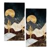BIGXIUKA Bath Hand Towel 2 Pack Boho Sun Mountain Absorbent Hand Towels Deer Cactus Face Towel Soft Breathable Bathroom Towel for Kitchen Hotel Spa Decor Gift 28 x14 in view 1