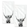 BIGXIUKA Highland Cow Hand Towels Gray White Bath Towel Set of 2 Soft Kitchen Dish Towels Decorative Bathroom Face Towels for Guest Gym Yoga 28 x 14 Inch view 1