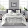 Stratford Park White Grey Comforter Set King Size, 7 Piece, Clip with Waffle Base Fabric Bedding Set, All Season view 1