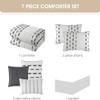Stratford Park White Grey Comforter Set King Size, 7 Piece, Clip with Waffle Base Fabric Bedding Set, All Season view 3