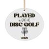 Disc Golf Christmas 2023 Ornament for Disc Golfer Player Lover Funny 3 in. Ceramic Xmas Tree Decor for Men Women view 1