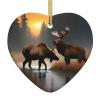 Artisan Made, Ceramic Christmas Ornaments - Unique Design and Elegant Styling for Festive Joy, Holiday Charm Deer Bear Moose view 1