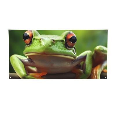 Funny Frogs Print Holiday Banner Medium Personalized Background Banners Hanging Banners Birthday Banner For Indoor Outdoor Christmas Party Decorations Supplies