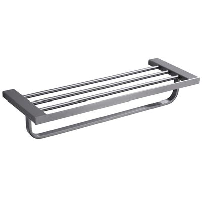 GROWBY Gunmetal Black Grey Bathroom Accessories Towel Hook Racks Paper Hanger Toilet Brushed Holder Corner Storage Glass Shelf Set,Towel Rack