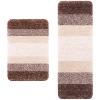 Arotive Microfiber Bathroom Rugs 2 Pieces, Bath Rug Size 30x20 and 47x17 in Brown, 2 Item Bundle view 1