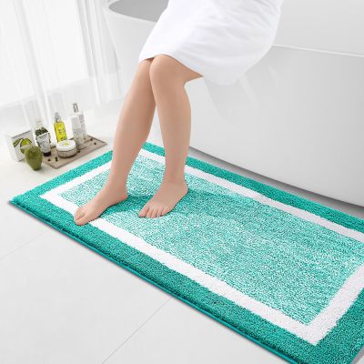 OLANLY Bathroom Rugs 47x24, Extra Soft and Absorbent Microfiber Bath Mat, Non-Slip, Machine Washable, Quick Dry Shaggy Bath Carpet, Suitable for Bathroom Floor, Tub, Shower (Runner, Green)