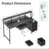 AODK Computer Desk with Drawers and Keyboard Tray, 63" Office Desk with Power Outlet, Reversible Study Work Desk with Printer Shelf and File Cabinet for Home Office, Black view 3