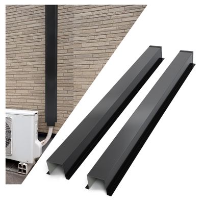 KUAFU 4'' W x 4'' H x 120'' L Metal Line Cover Set Compatible with Mini Split and Central Air Conditioner & Heat Pump Universal Fit AC Mini Split Line Set Cover Steel Heavy Duty 2 Pcs