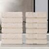 Superior Cotton Chevron Face Towel/Washcloth Set, Zero Twist, Quick Dry, Small Facial Towels, Spa, Hotel, Guest, Home, Bathroom Basics, Absorbent, Luxury Quick Drying, Assorted Set of 12, Ivory view 2
