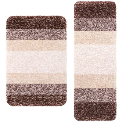 Arotive Microfiber Bathroom Rugs 2 Pieces, Bath Rug Size 36x24 and 47x17 in Brown, 2 Item Bundle