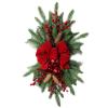 Christmas Stairs Wreath with Red Berries Pine Cones and Bow Tie Indoor Outdoor Holiday Decoration 23.6 Inch PVC Rattan Cloth Material Reusable Festive Decor view 1