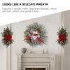 Christmas Stairs Wreath with Red Berries Pine Cones and Bow Tie Indoor Outdoor Holiday Decoration 23.6 Inch PVC Rattan Cloth Material Reusable Festive Decor view 3