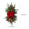 Christmas Stairs Wreath with Red Berries Pine Cones and Bow Tie Indoor Outdoor Holiday Decoration 23.6 Inch PVC Rattan Cloth Material Reusable Festive Decor view 4