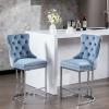 AMDXD 26" Counter Height Bar Stools Set of 2, Modern Velvet Barstools Upholstered Kitchen Island Chairs Farmhouse Bar Stools,Light Blue,2 Pack view 1