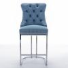 AMDXD 26" Counter Height Bar Stools Set of 2, Modern Velvet Barstools Upholstered Kitchen Island Chairs Farmhouse Bar Stools,Light Blue,2 Pack view 3